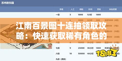 江南百景图十连抽领取攻略：快速获取稀有角色的技巧